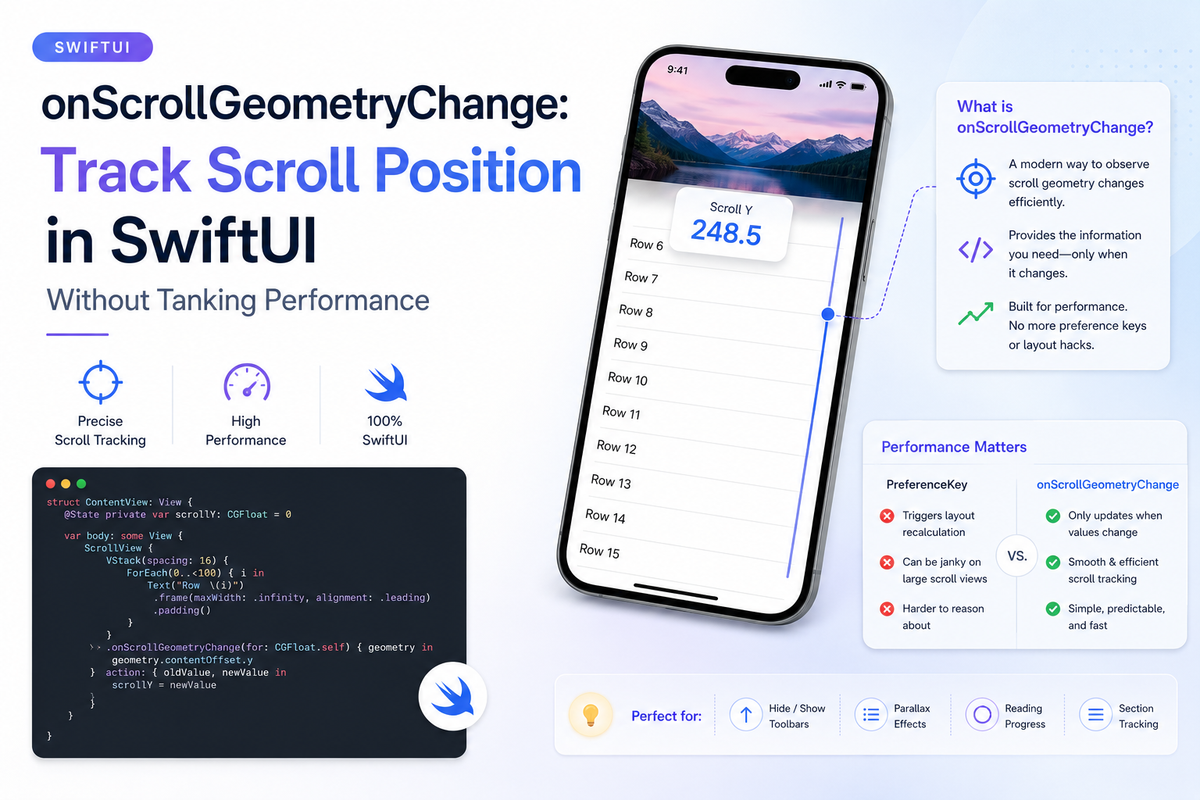 onScrollGeometryChange: Track Scroll Position in SwiftUI Without Tanking Performance